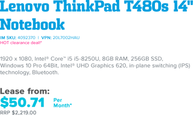 Lenovo ThinkPad T480s 14" Notebook